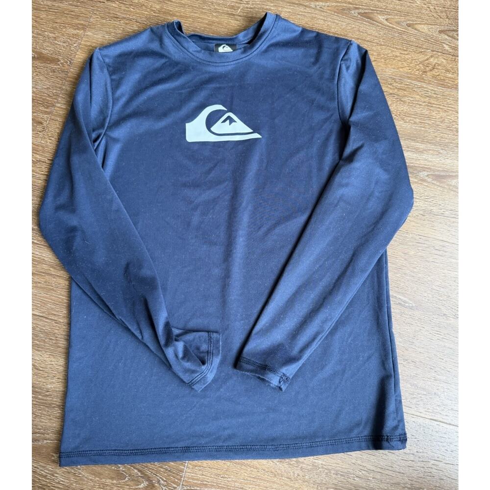 Quiksilver Boys Long Sleeve Logo Rash Guard Swim Top Spf Size M